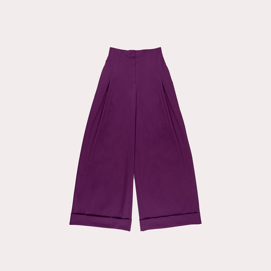 Cropped Flowy High-Waisted Pants