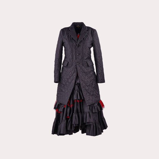 Quilted Coat with Ruffled Design