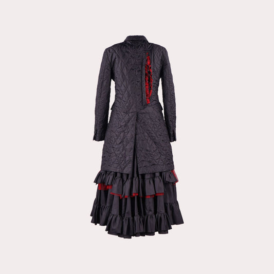 Quilted Coat with Ruffled Design