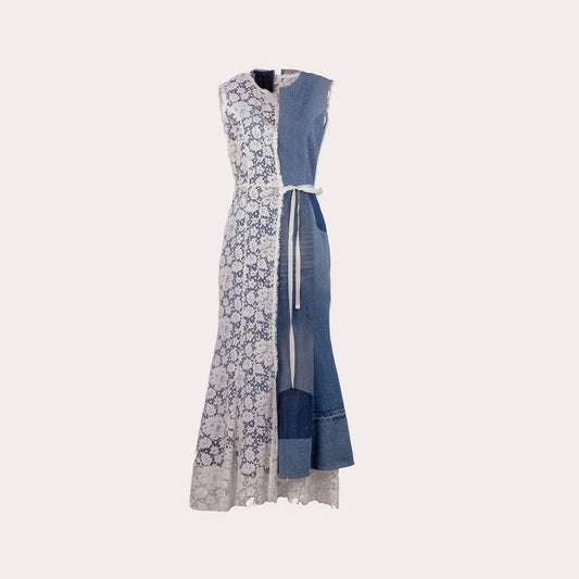 Denim & Lace Maxi Dress