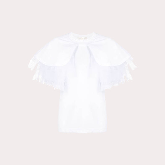 Layered-Tulle Short-Sleeved T-Shirt
