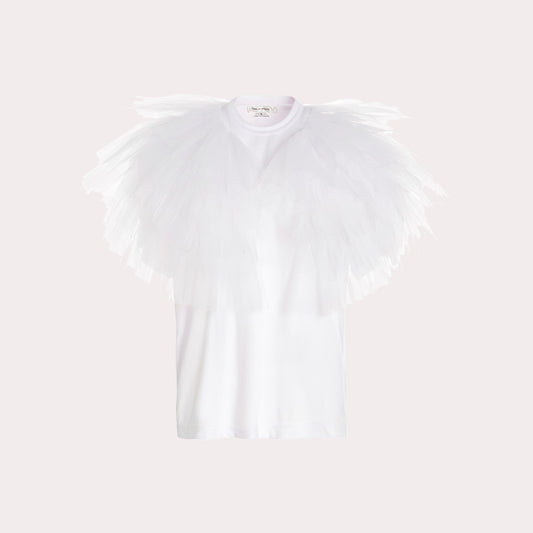 Layered-Tulle Short-Sleeved T-Shirt