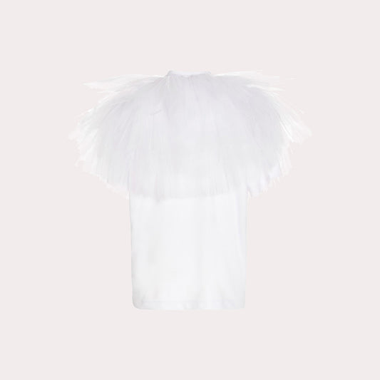 Layered-Tulle Short-Sleeved T-Shirt
