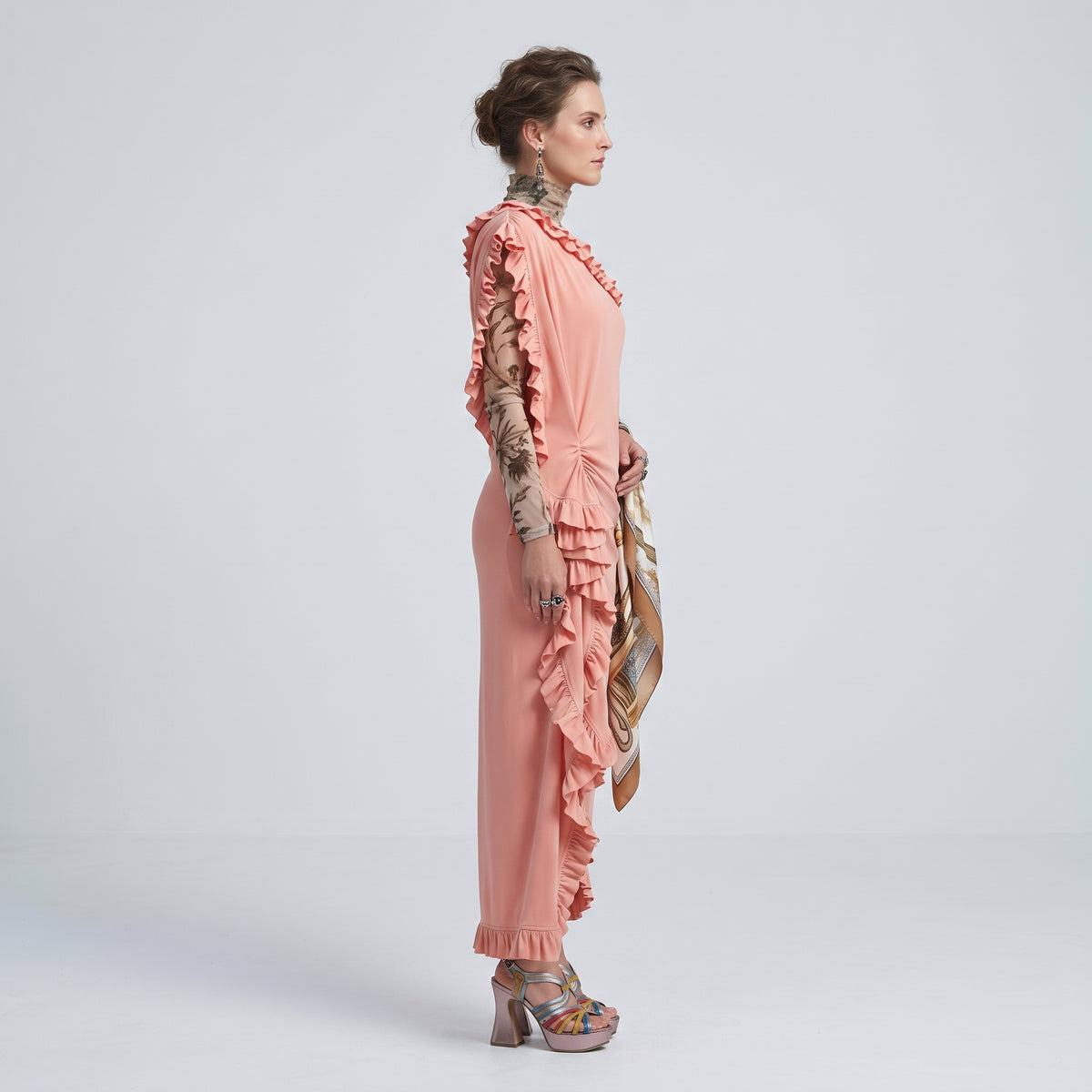 DRIES VAN NOTEN One-Shoulder Ruffled Midi Dress - view 4
