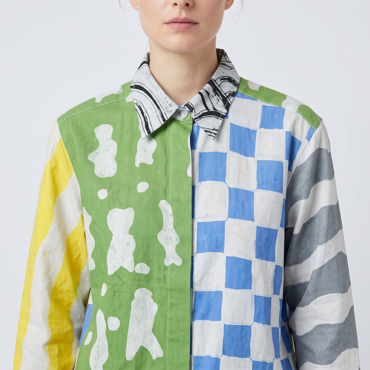Artistic Multi-Pattern Patchwork Shirt