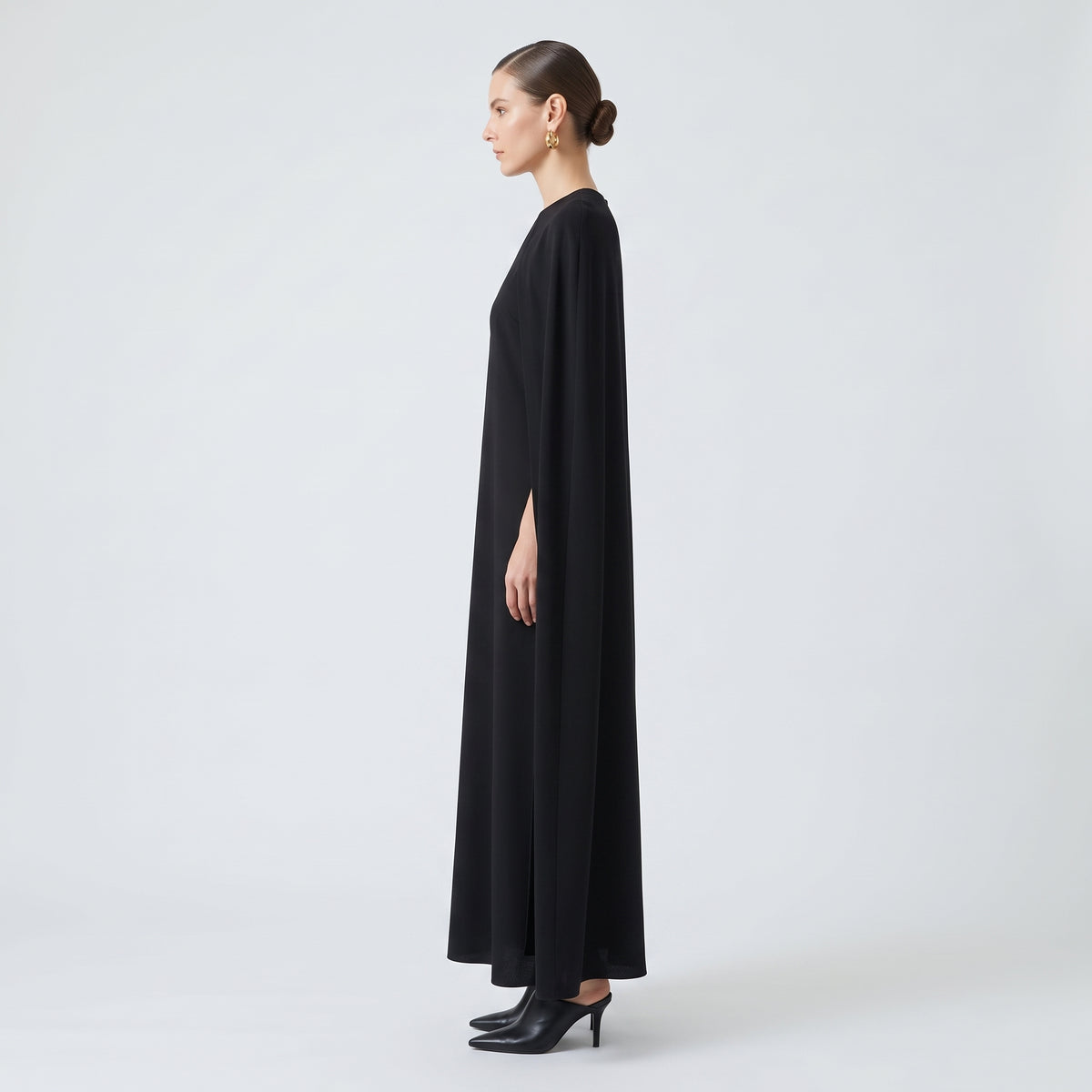 Elegant Black Cape Dress