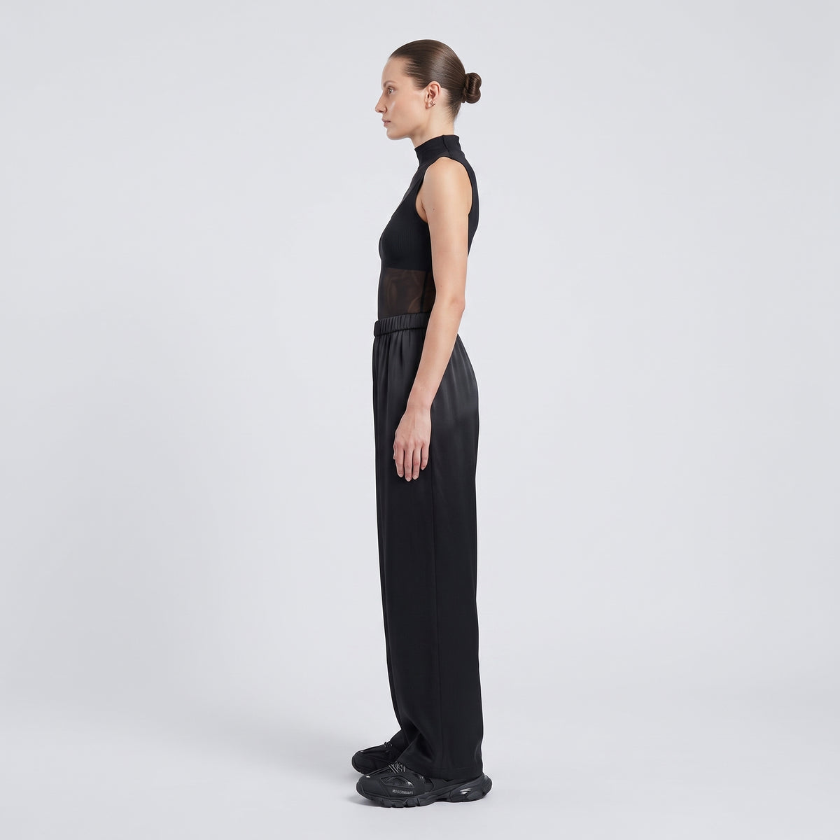 BALENCIAGA Black Satin Wide-Leg Pants - view 4