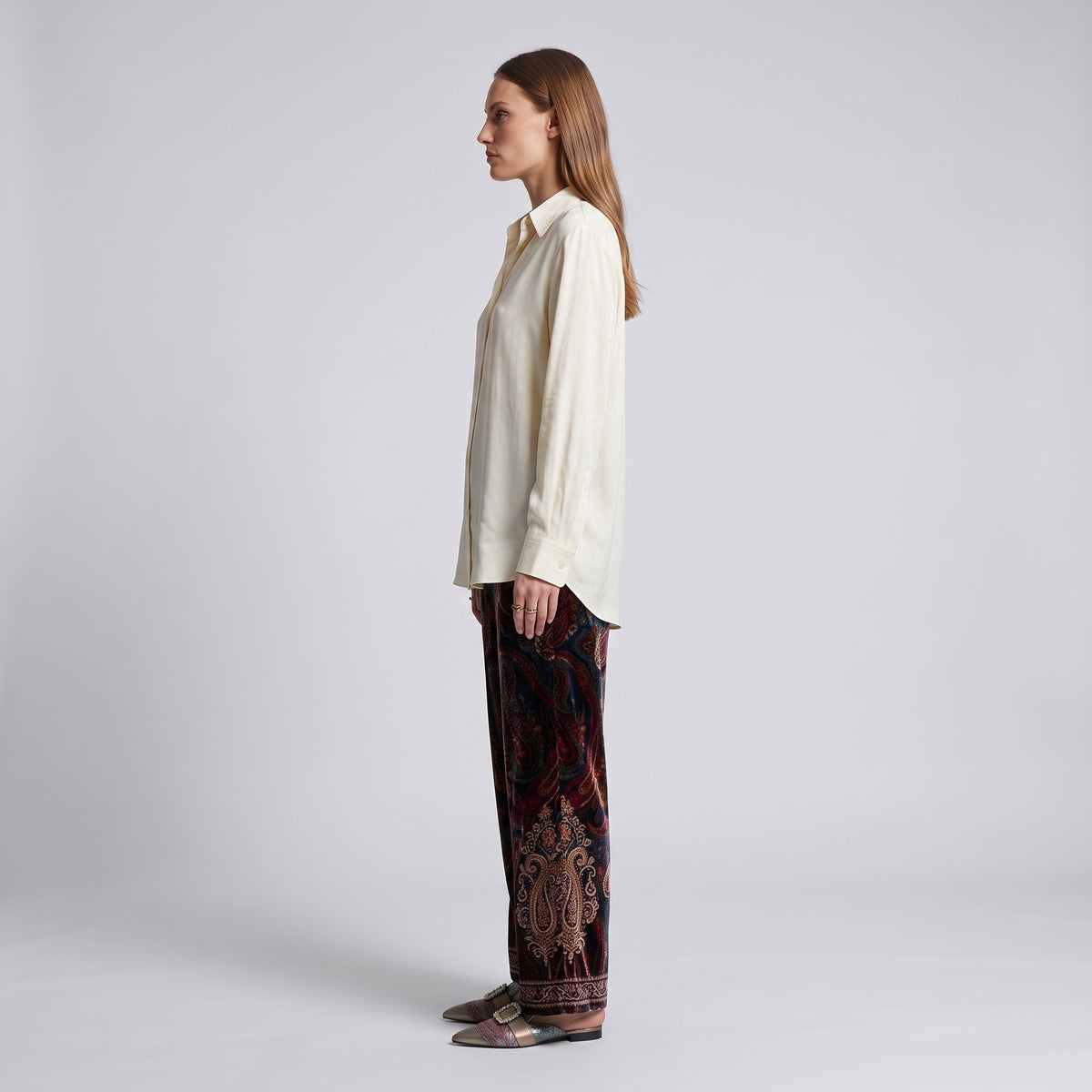 ETRO Elegant Cream Silk Jacquard Shirt - view 4