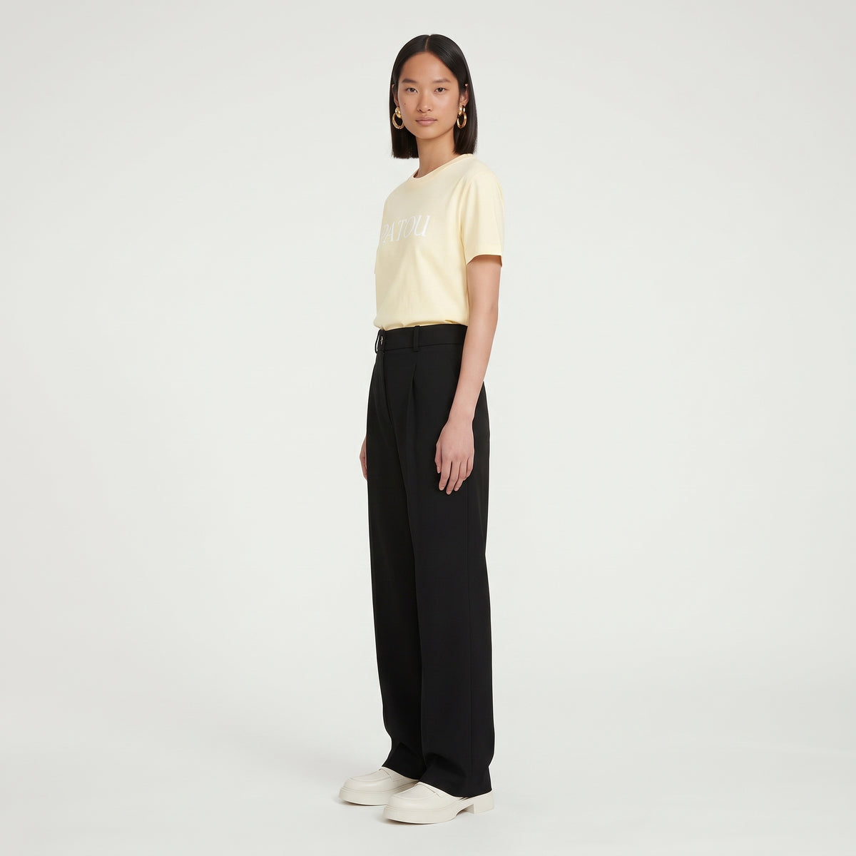 PATOU Pale Yellow Logo Cotton T-Shirt - view 4
