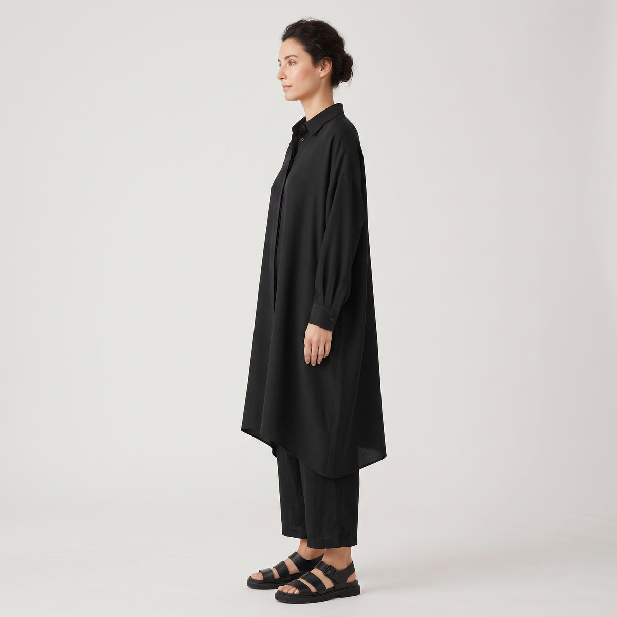 Oversized Longline Black Shirt