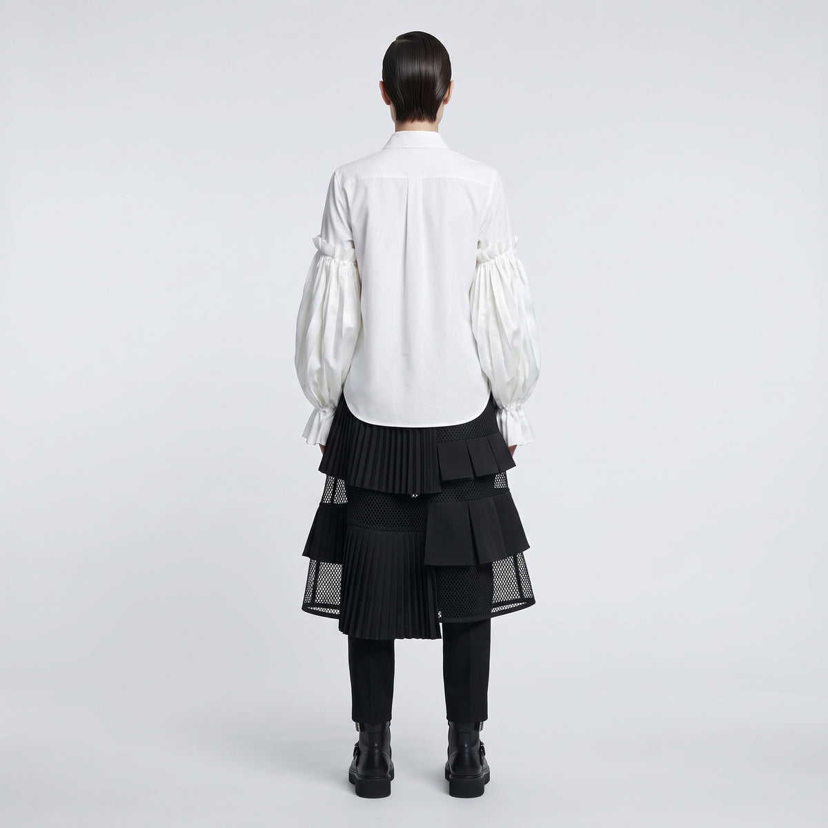 NOIR KEI NINOMIYA Pleated Balloon Sleeve White Blouse - view 4
