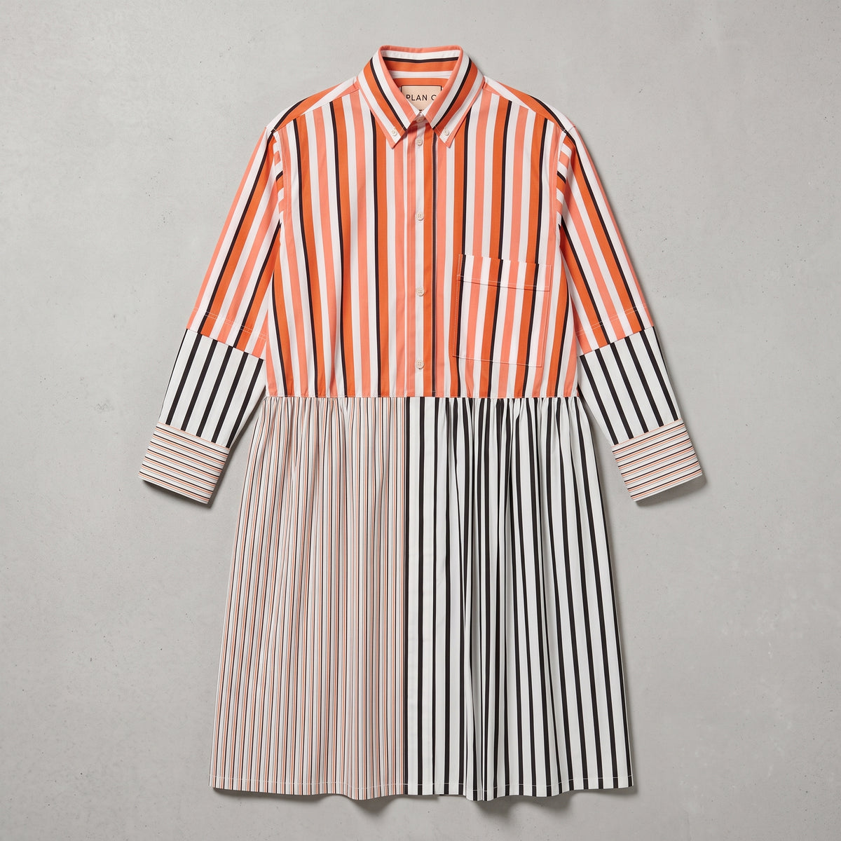 PLAN C Multi Striped Cotton Shirt Dress