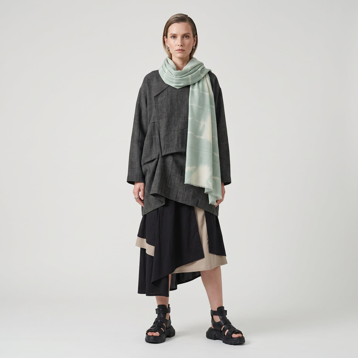 ASHTA Tie-Dye Linen Fringed Scarf - view 2