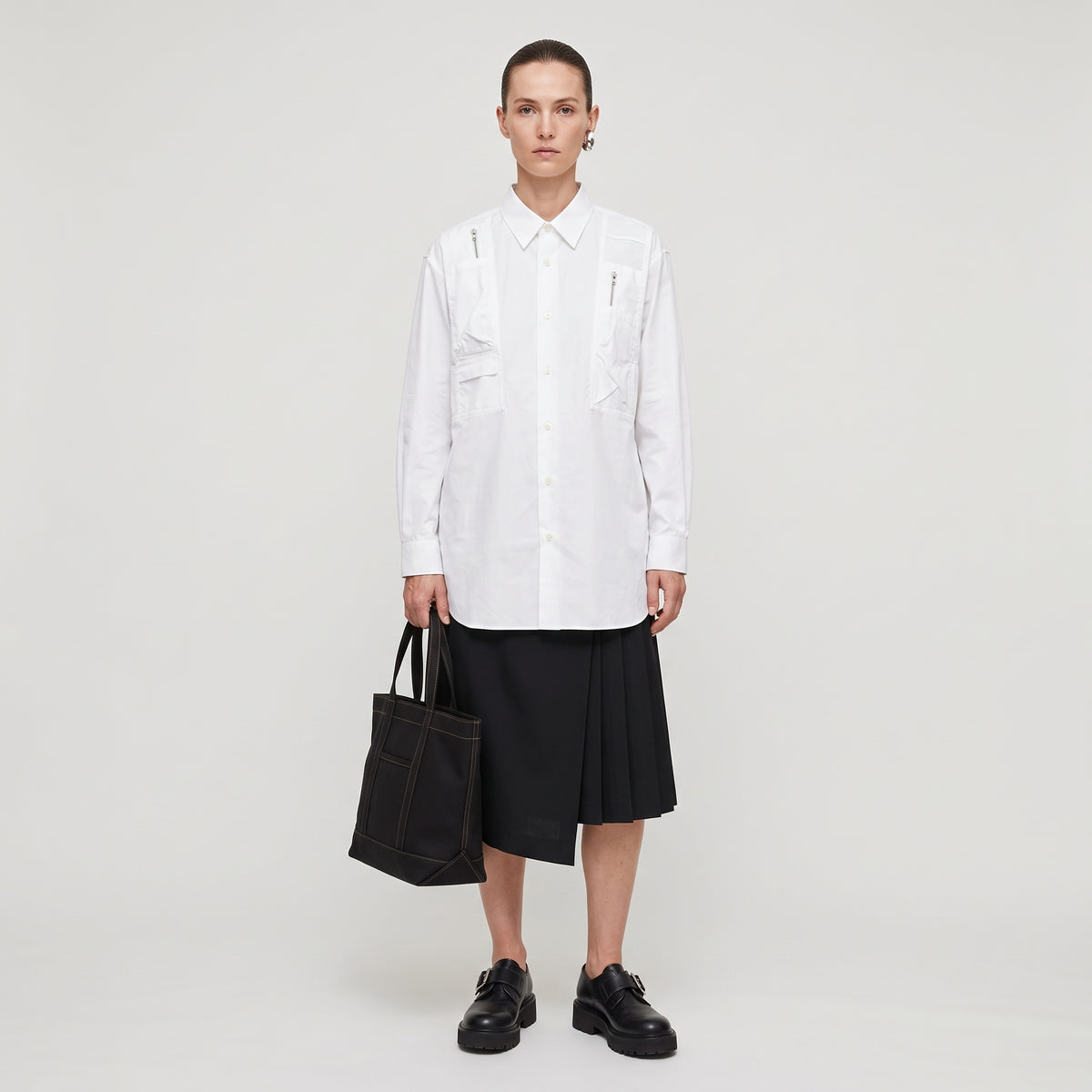 CDG SHIRT White Zipper Detail Utility Shirt - view 3