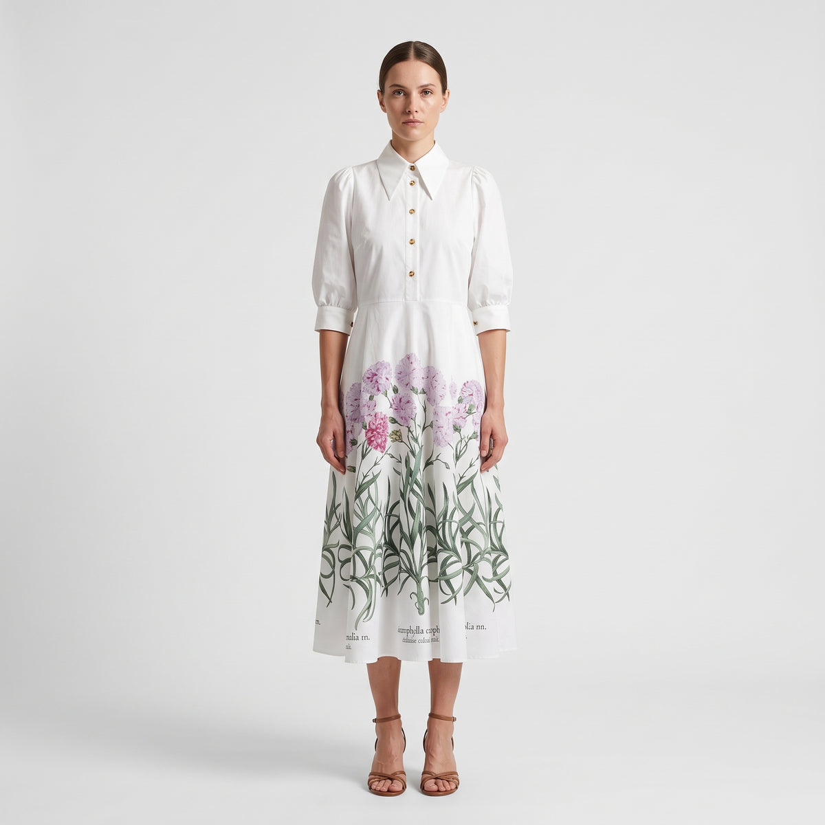 Floral Print Cotton Shirt Dress