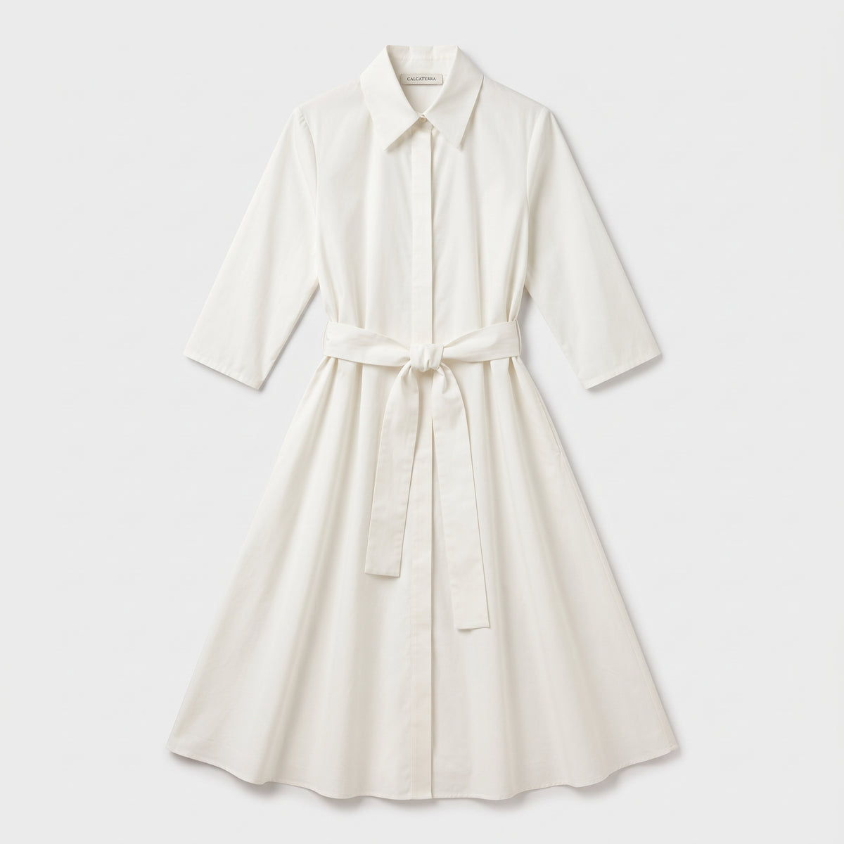 CALCATERRA Belted Cotton Shirt Dress
