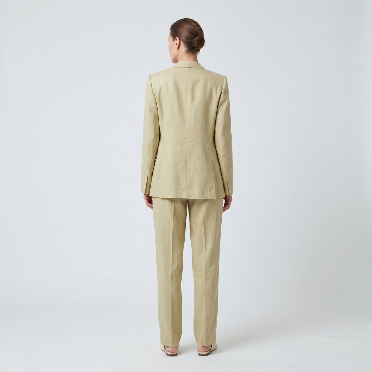 Pleated Wide Leg Linen Trousers