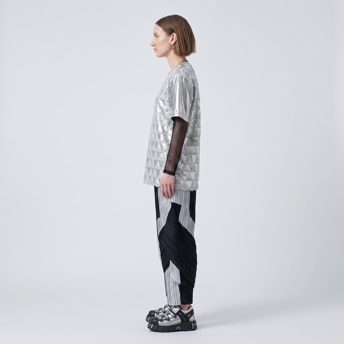 Metallic Sequin Geometric Tee