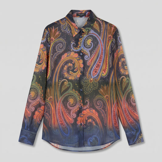 Multicolor Sheer Paisley Shirt