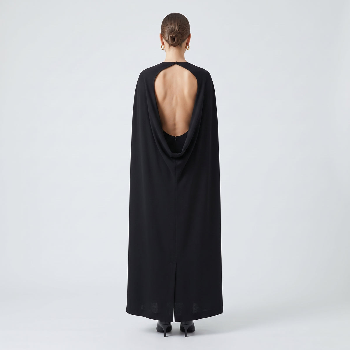 Elegant Black Cape Dress