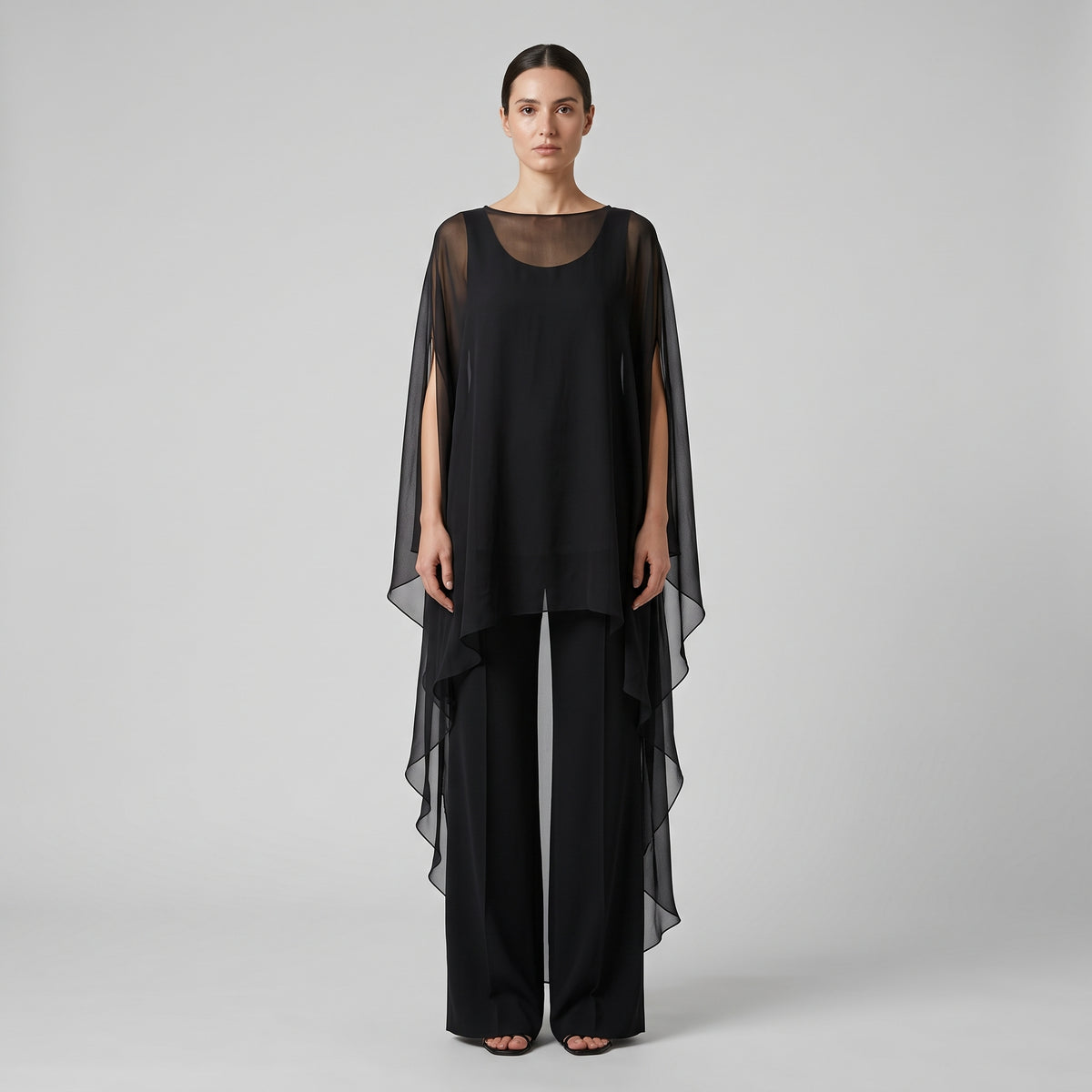 Elegant Draped Cape Jumpsuit
