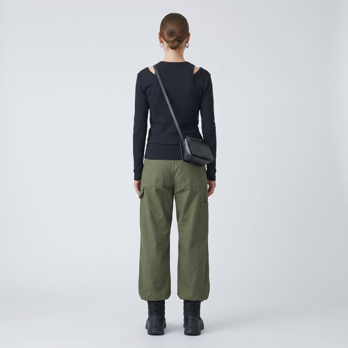 Ribbed Cut-Out Long Sleeve Top