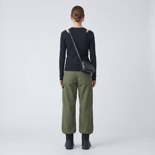 Ribbed Cut-Out Long Sleeve Top