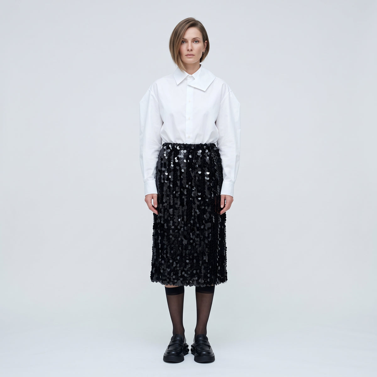 COMME DES GARCONS Black Sequin Midi Skirt - view 3
