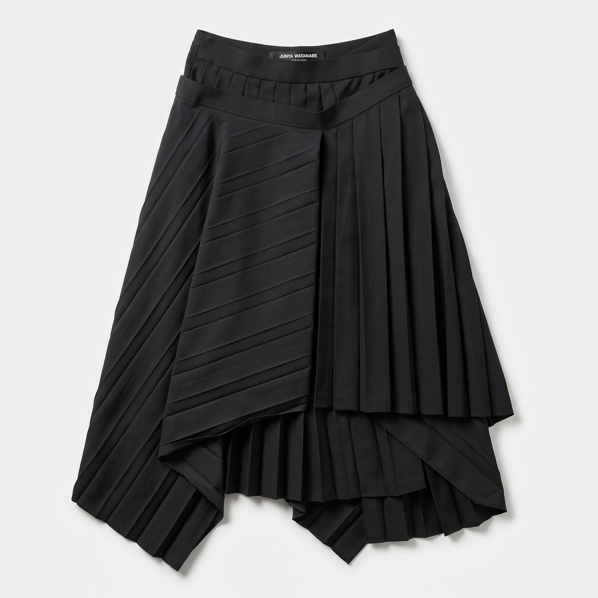 Asymmetric Pleated Black Skirt