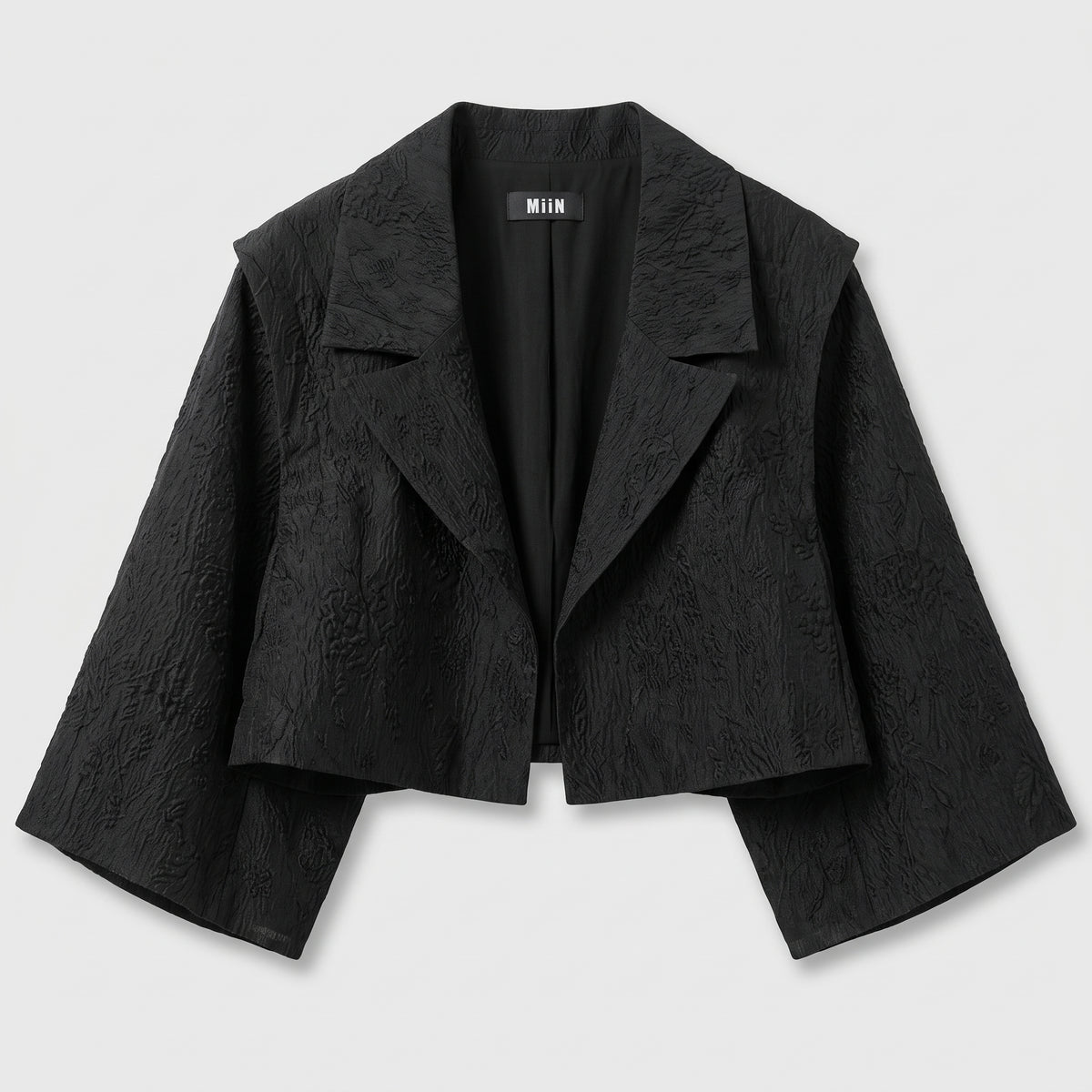 MIIN Cropped Textured Jacquard Jacket