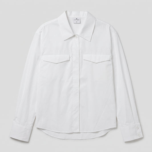 White Cotton Utility Pocket Shirt