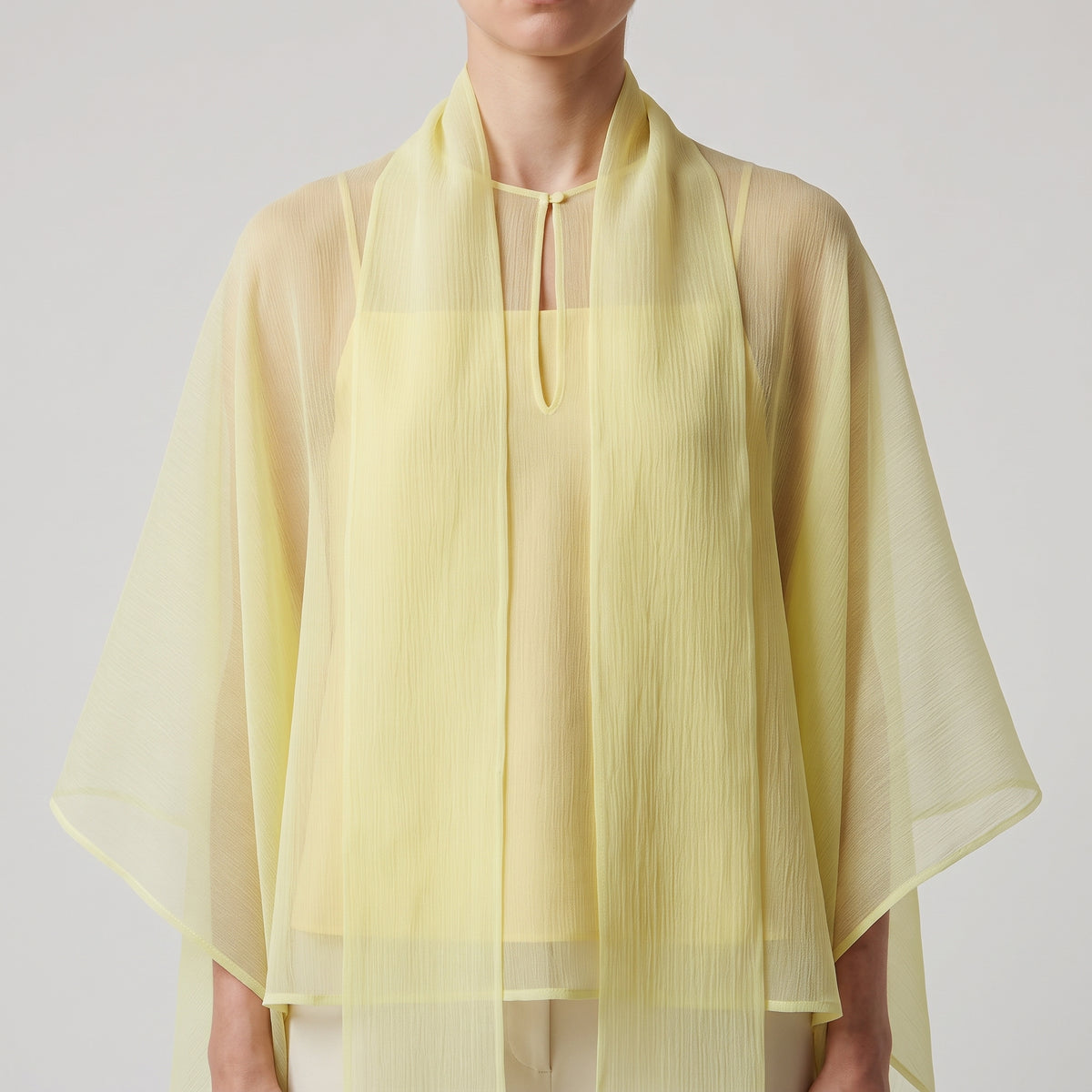 Sheer Lemon Layered Overlay Top