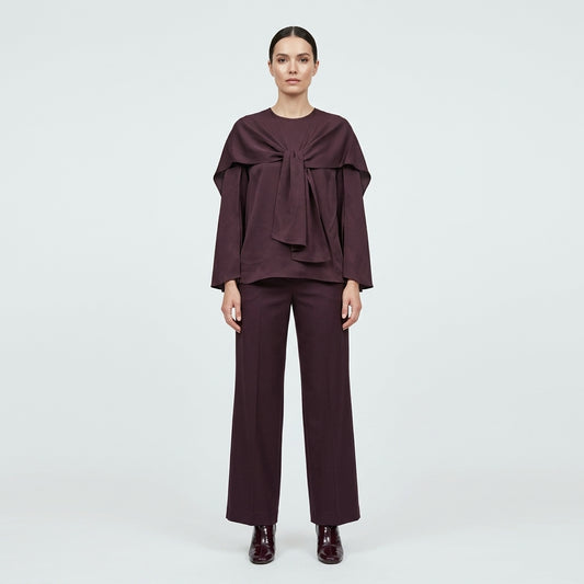 NATAN Draped Tie Accent Cape Blouse - view 2