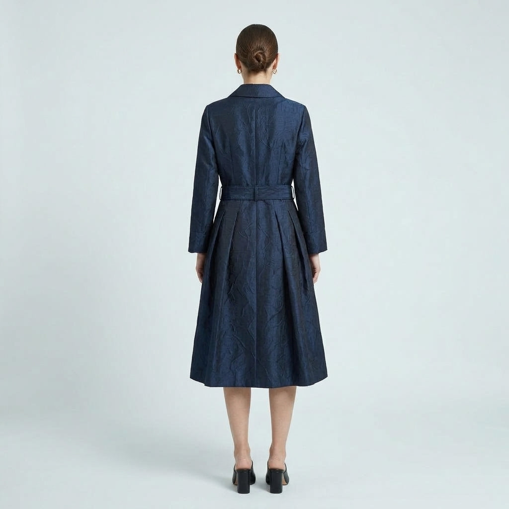 NATAN Navy Belted Jacquard Coat Dress - view 4