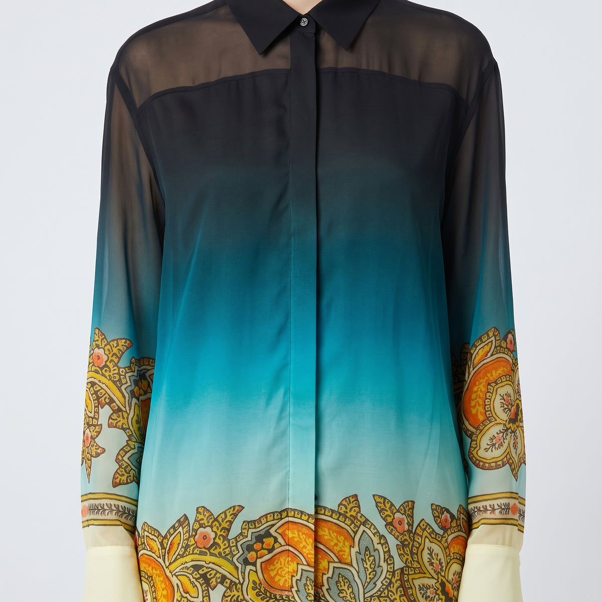 ETRO Sheer Ombre Paisley Silk Shirt - view 2