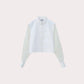 Oxford B.D. Shirt With Sheer Sleeve-White