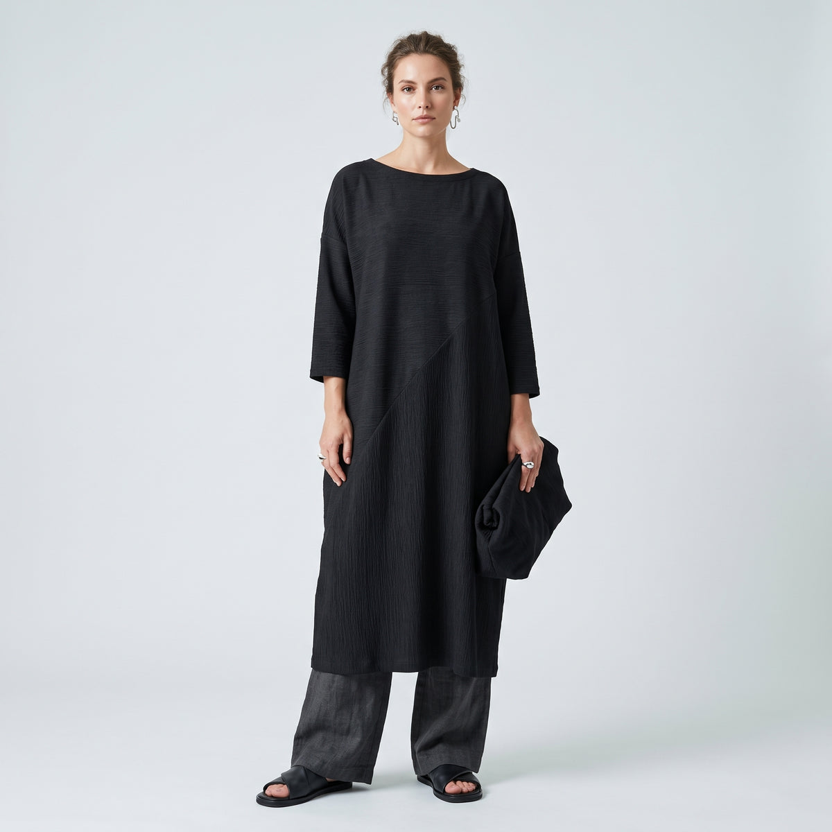 Asymmetric Textured Shift Dress
