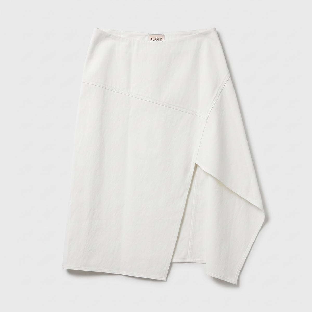 PLAN C Asymmetric Off-White Midi Skirt