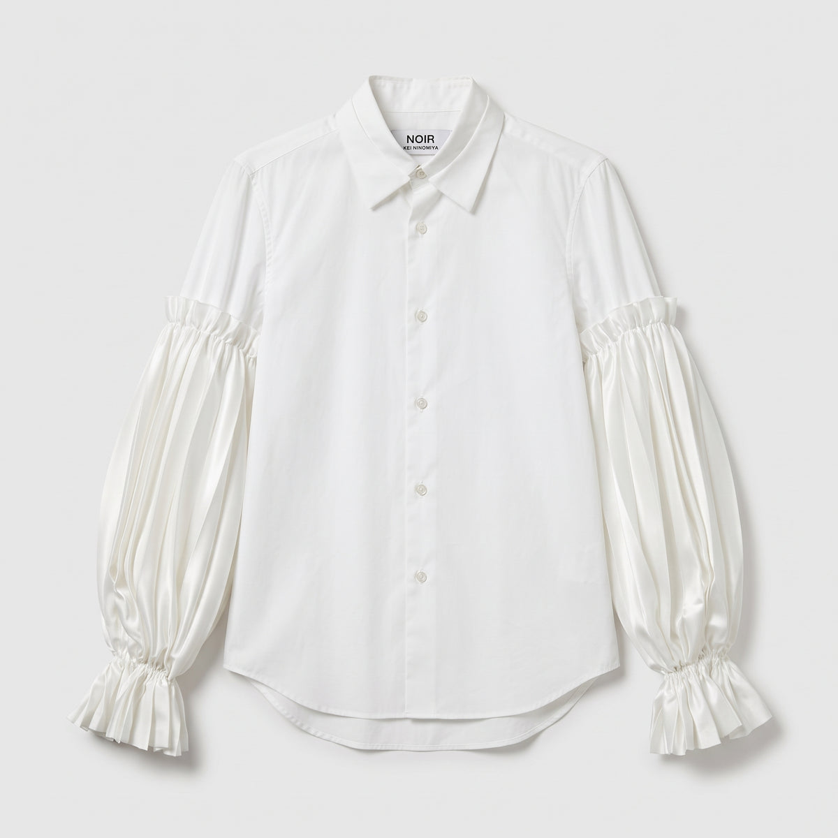 NOIR KEI NINOMIYA Pleated Balloon Sleeve White Blouse