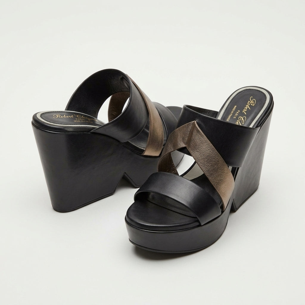 Metallic Accent Platform Sandals