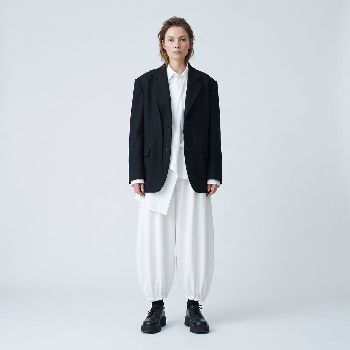 White Elasticated Balloon Sweatpants