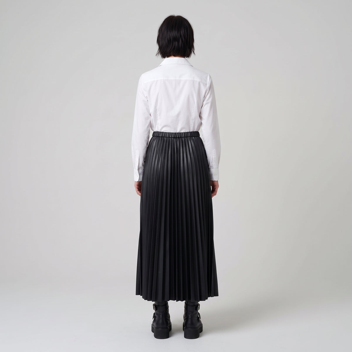 JUNYA WATANABE Pleated Faux Leather Midi Skirt - view 5
