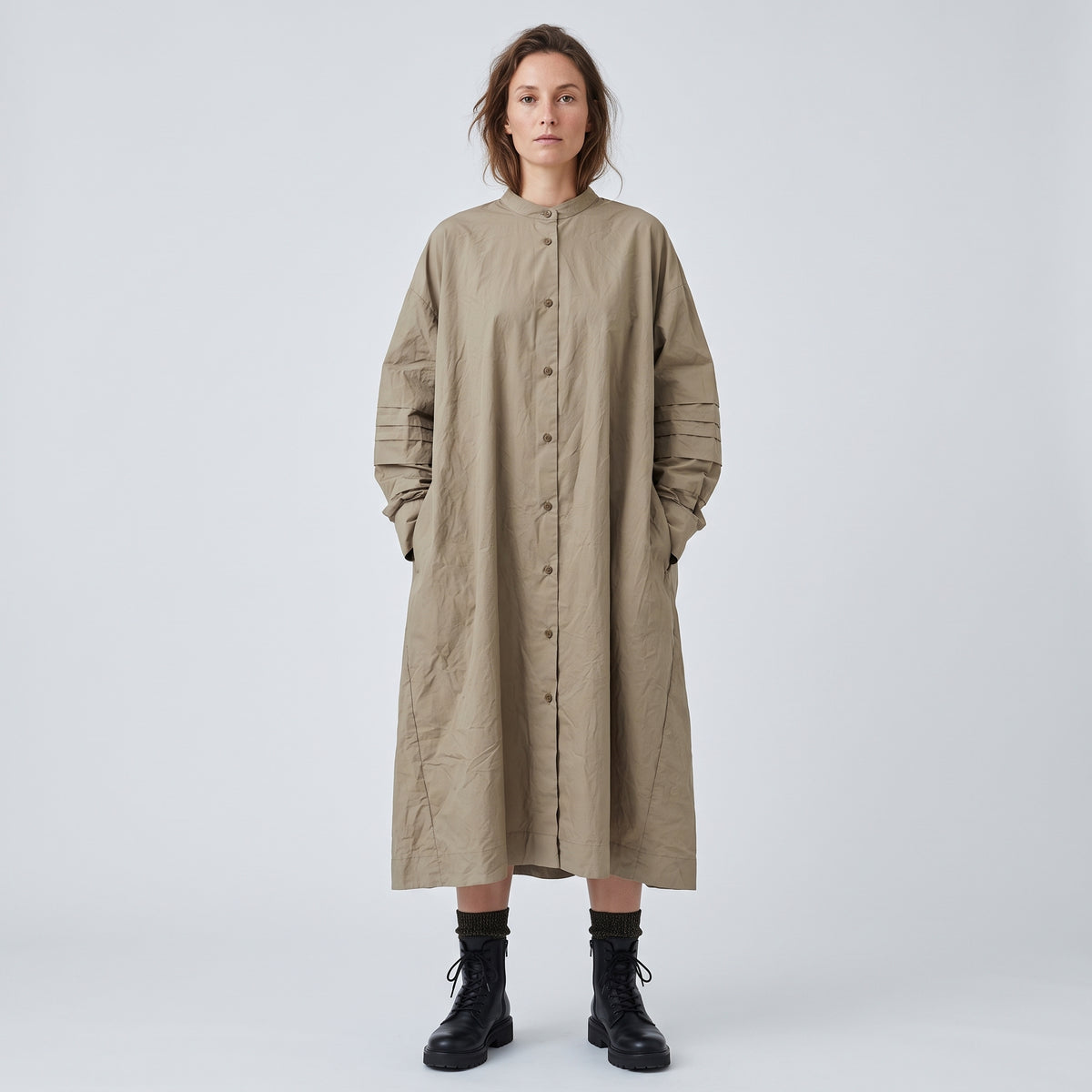 CASEY CASEY Pleated Sleeve Shirt Dress - view 3