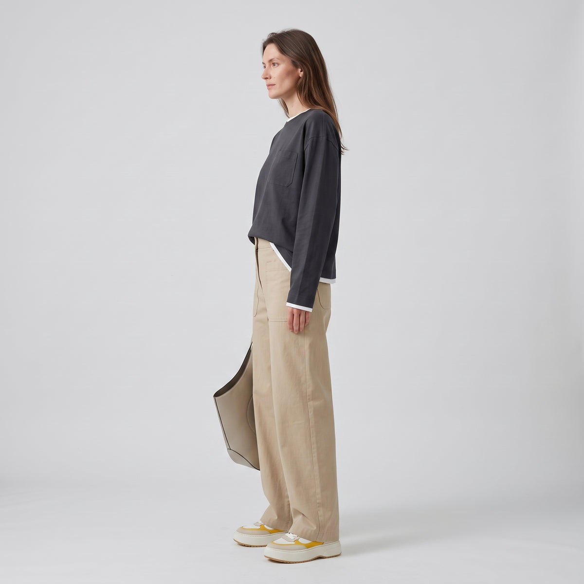 PLAN C Layered Long Sleeve Pocket Top - view 3