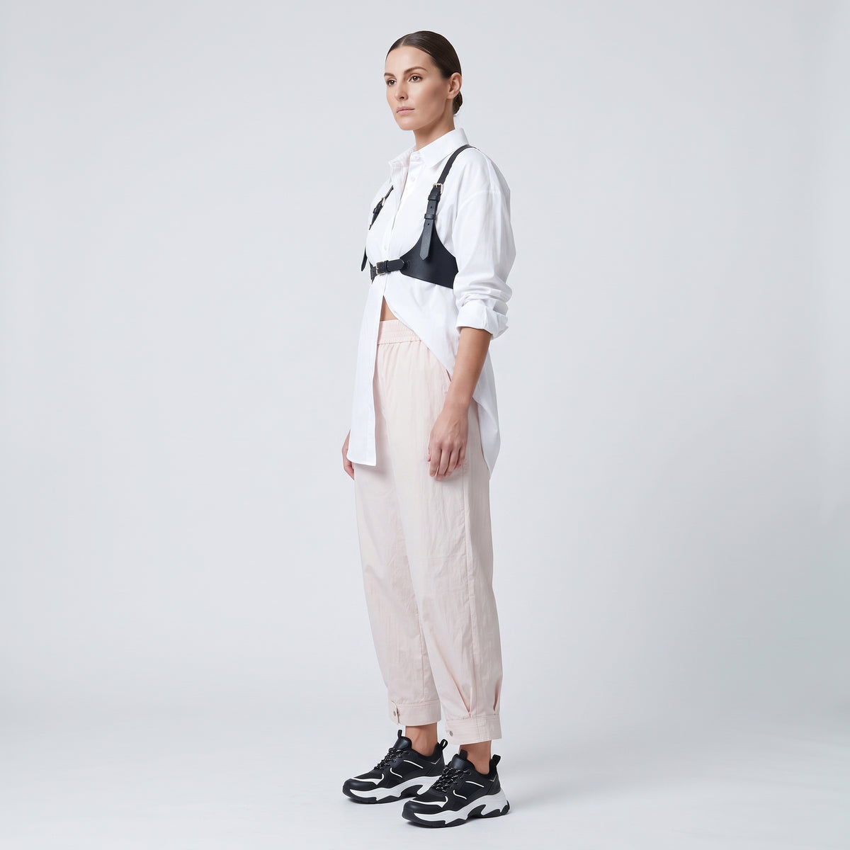 Pink Elastic Waist Cropped Trousers