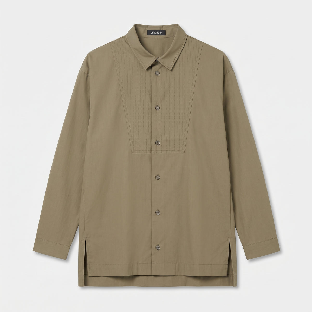 ESKANDAR Pleated Bib Long Sleeve Shirt