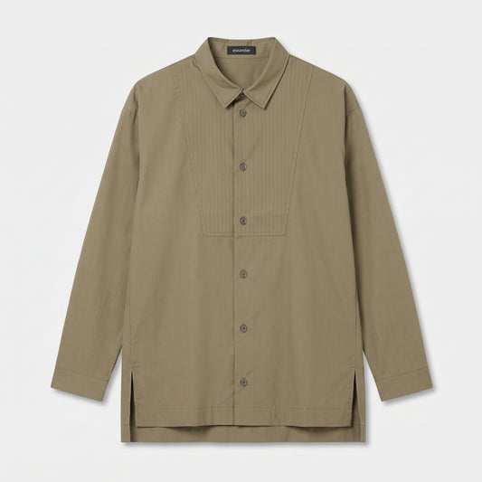 ESKANDAR Pleated Bib Long Sleeve Shirt