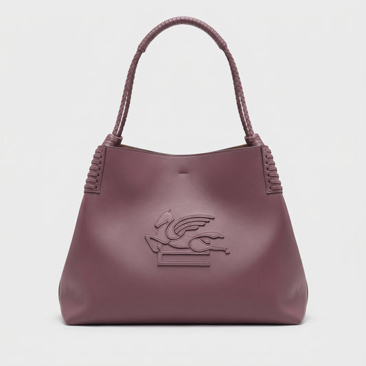 ETRO Embossed Leather Bordeaux Shopping Bag