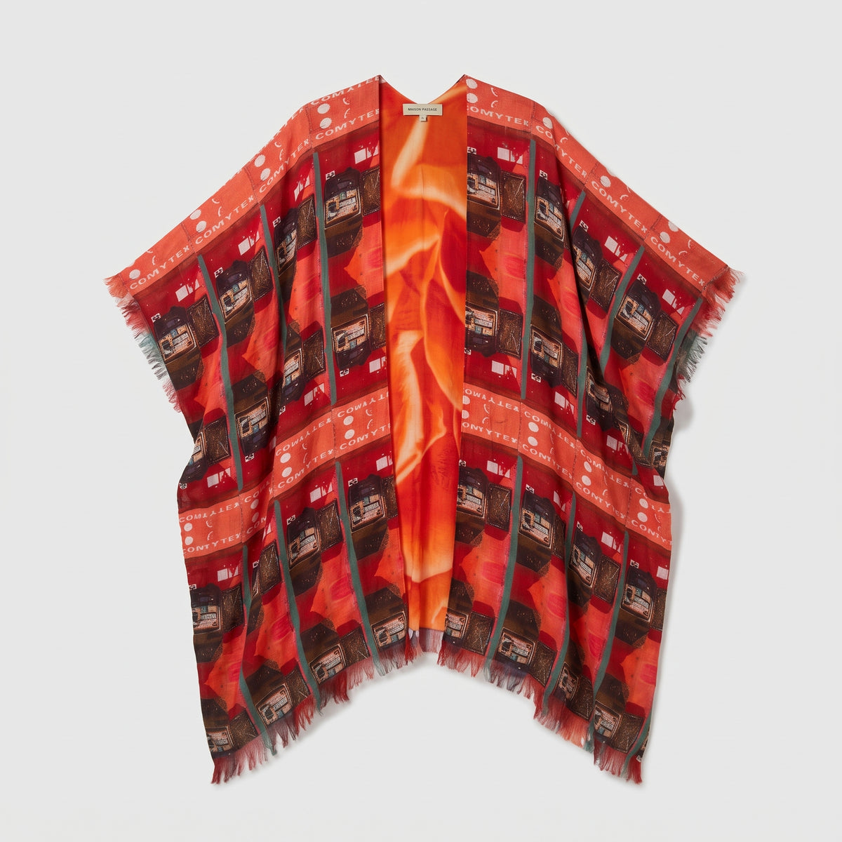 MAISON PASSAGE Vibrant Printed Fringed Kimono