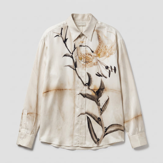 PIERRE LOUIS MASCIA Natural Floral Print Silk Shirt